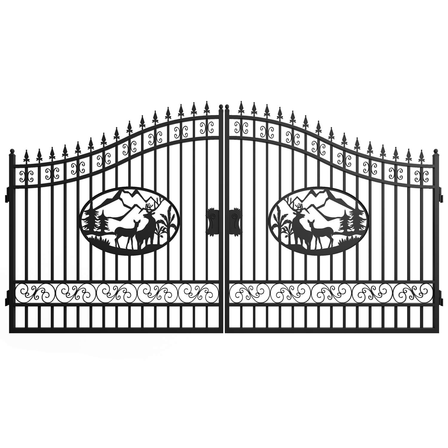14x8 ft Steel Dual Swing Driveway Gate image 1