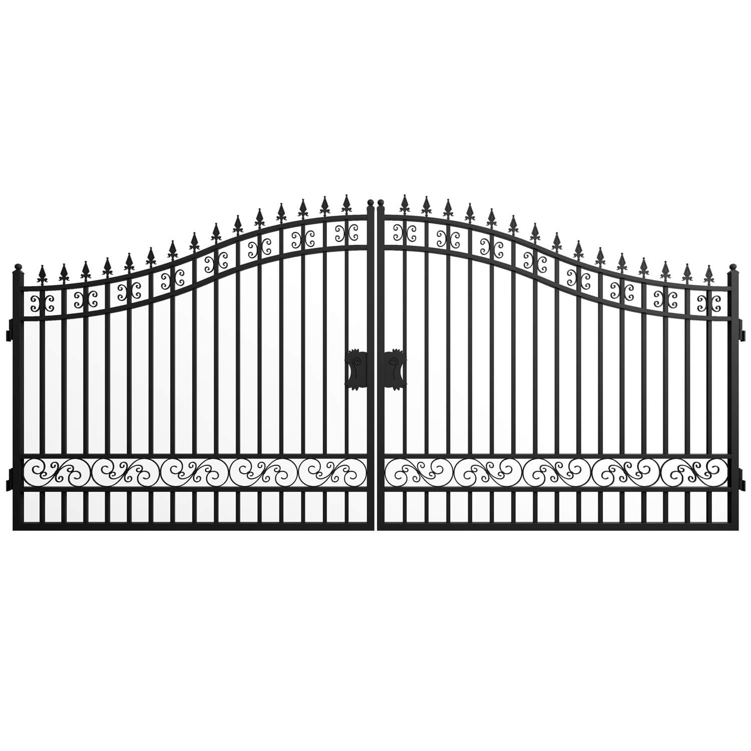 16x8 ft Steel Dual Swing Driveway Gate image 1
