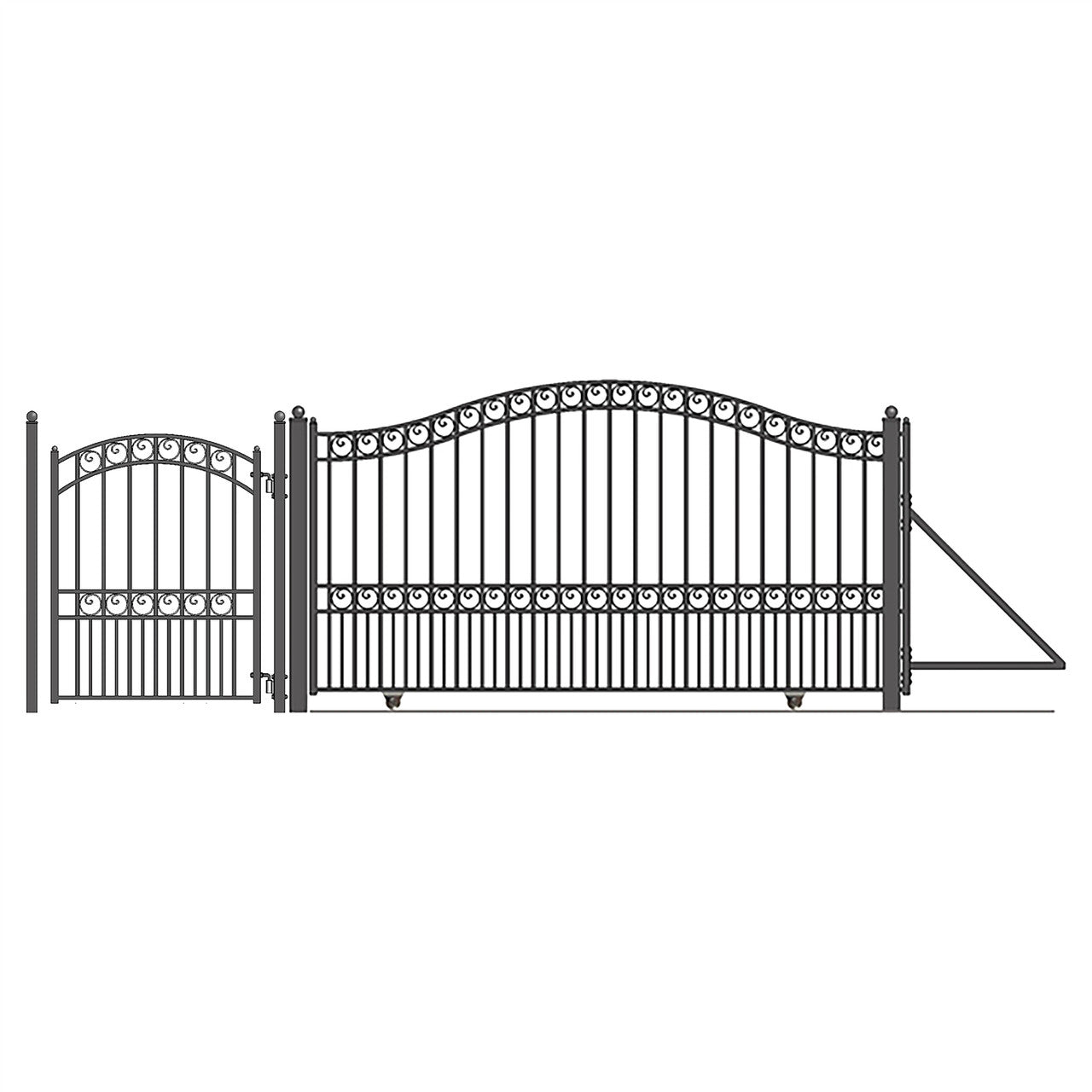 18ft Steel Sliding Driveway Gate with 5ft Pedestrian Gate image 1