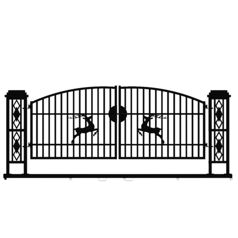 [AS-IS] 20ft Wrought Steel Garden Driveway Gate with Post, Single Arc image 1