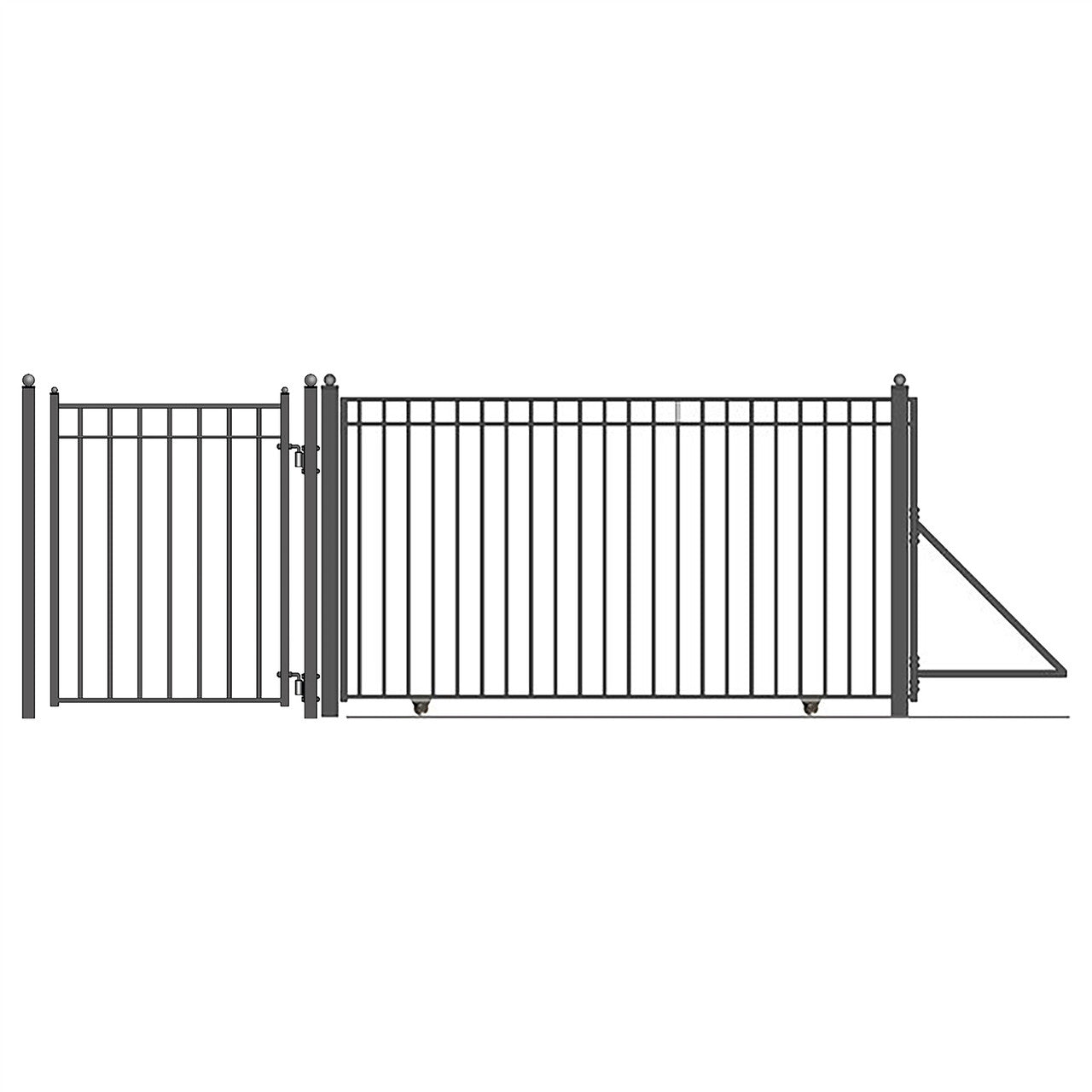 25ft Steel Sliding Driveway Gate with 5ft Pedestrian Gate image 1