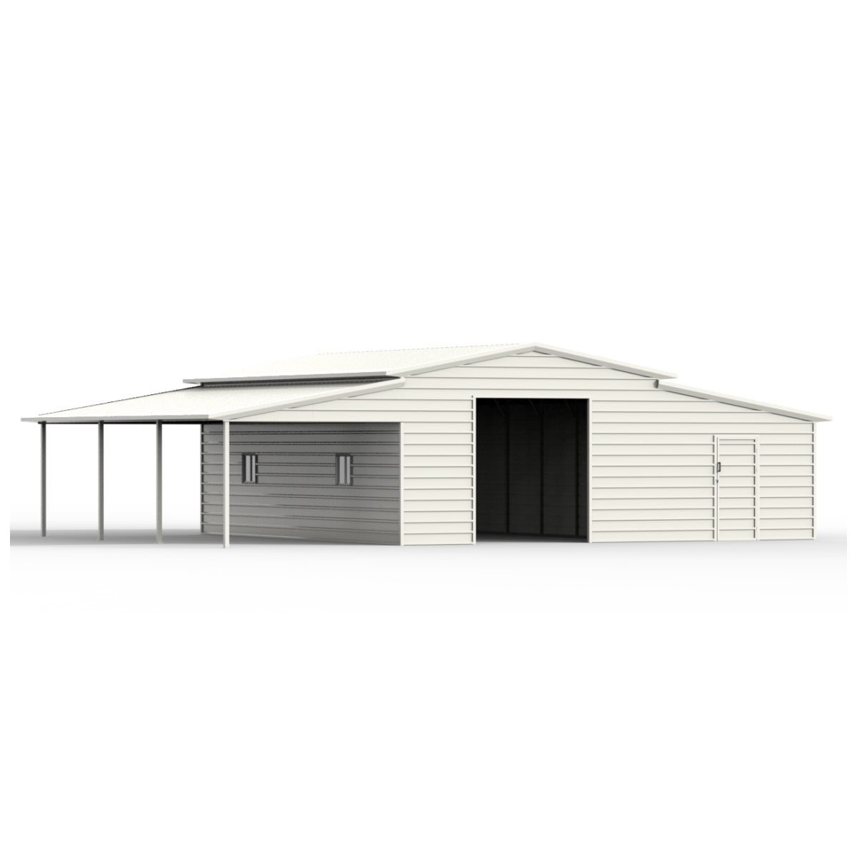 42' x 30' Vertical Steel Garage With Lean-to image 1