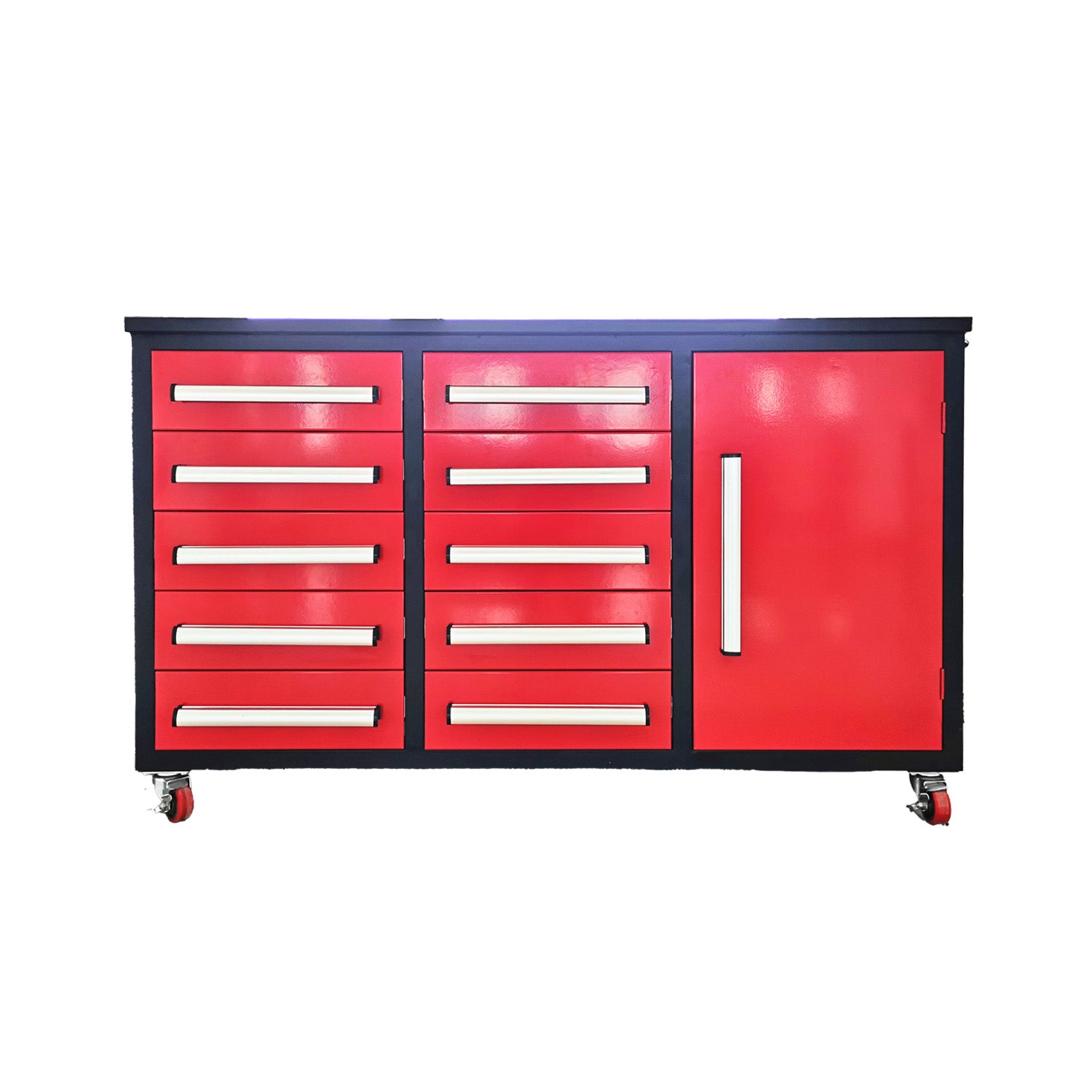 5.5ft Heavy Duty Mobile Workbench with Cabinet & 10 Drawers image 1