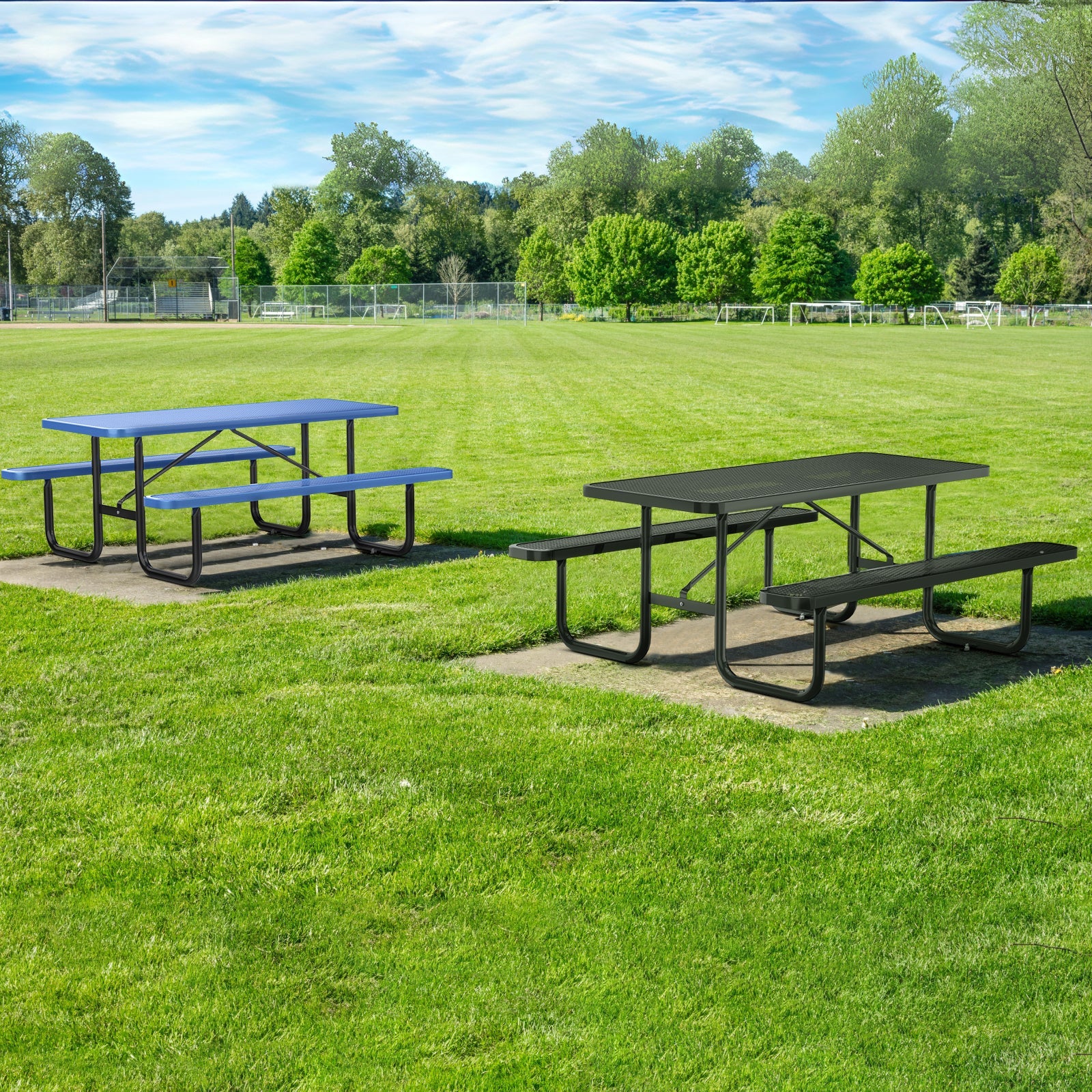 6 ft Metal Picnic Tables for Outdoors, Rectangle Coated Steel Patio Furniture Set image 19