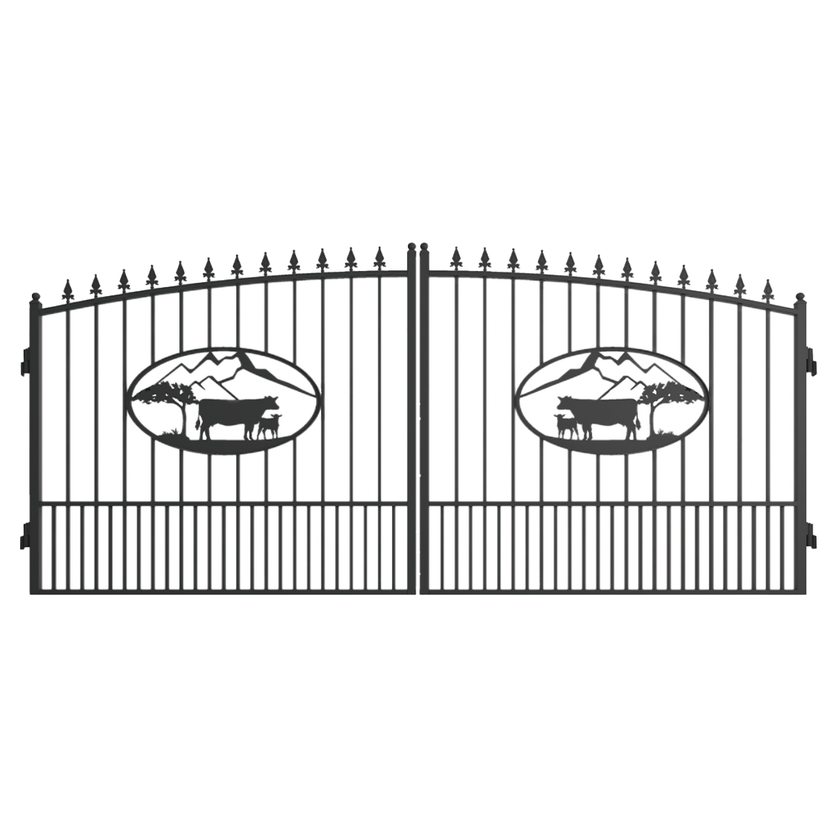 [AS-IS] 14ft Dual Swing Wrought Iron Gate, OX Pattern image 1