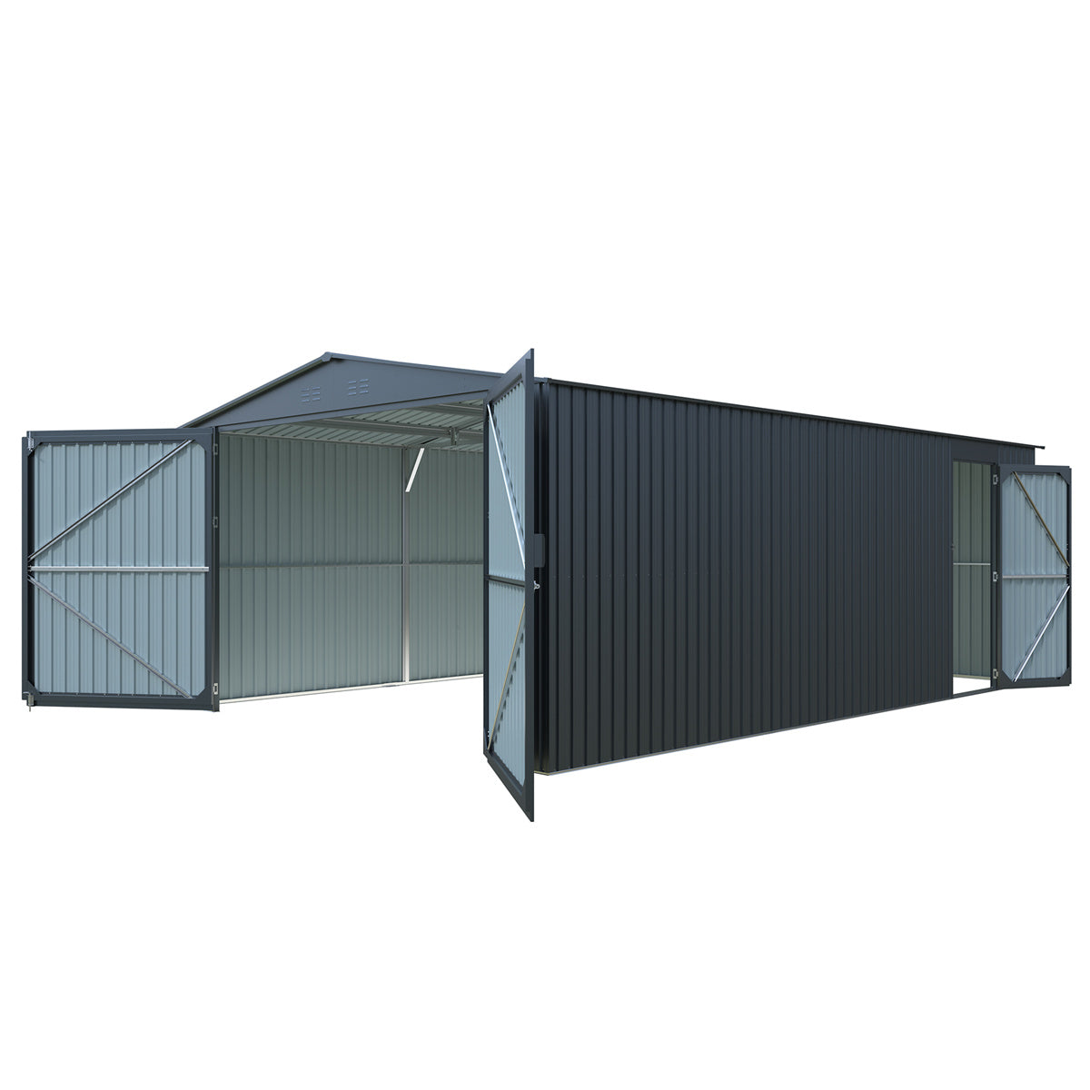 13'x20' Plus Upgraded Metal Garage Shed with Double Front Doors, Side Entry Door image 1
