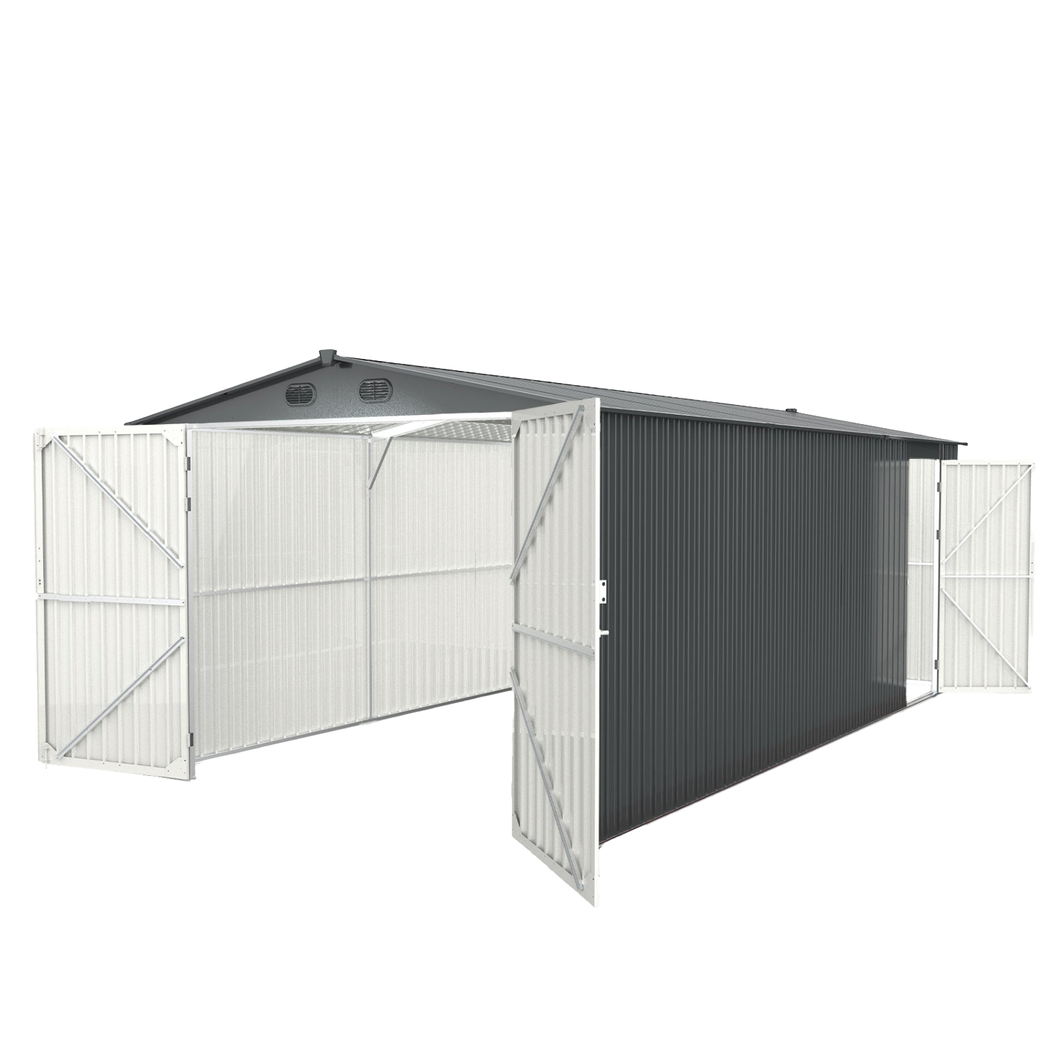 [AS-IS] 10x20 Metal Garage Shed with Double Front Doors image 1