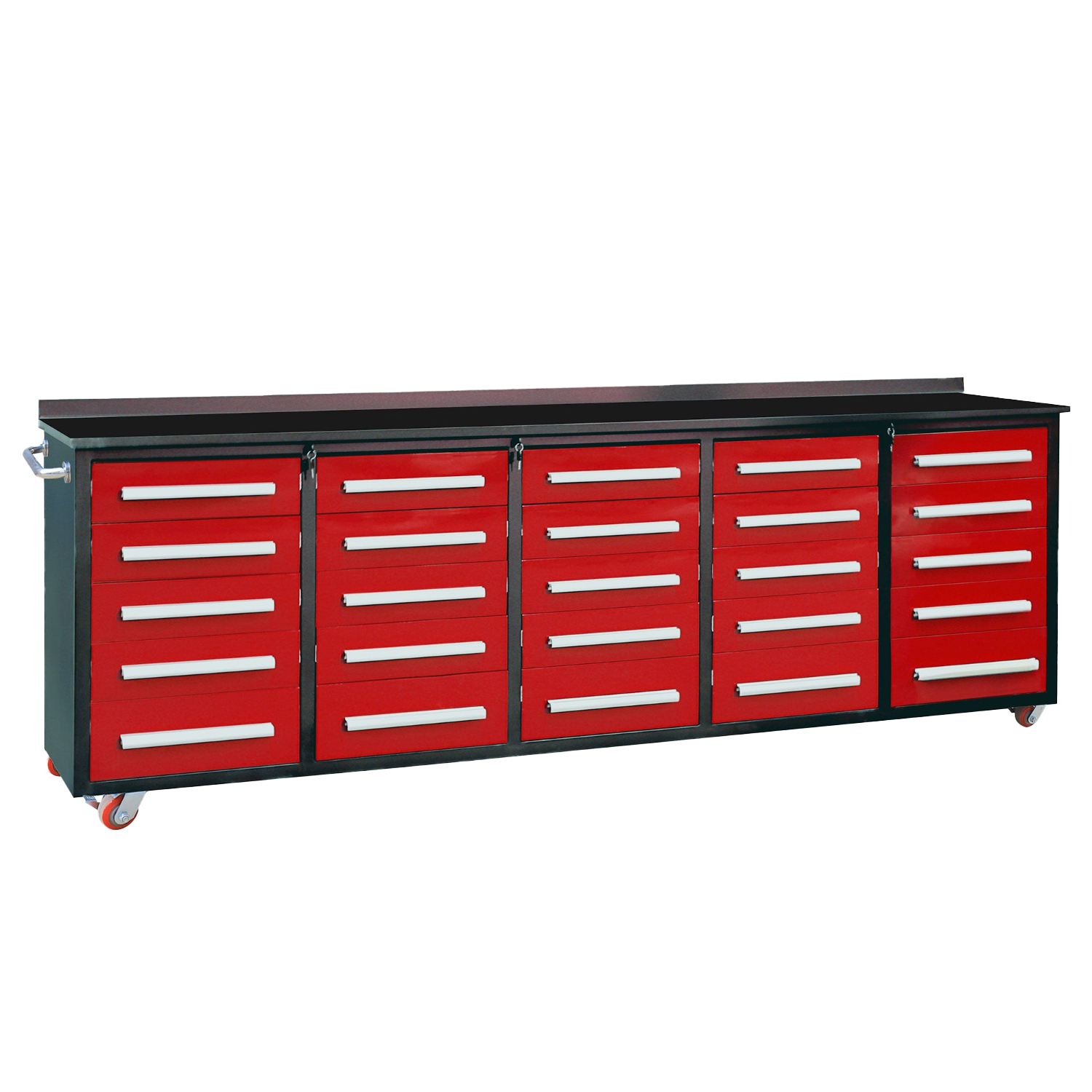 10ft 25-Drawer Storage Workbench with Wheels image 1