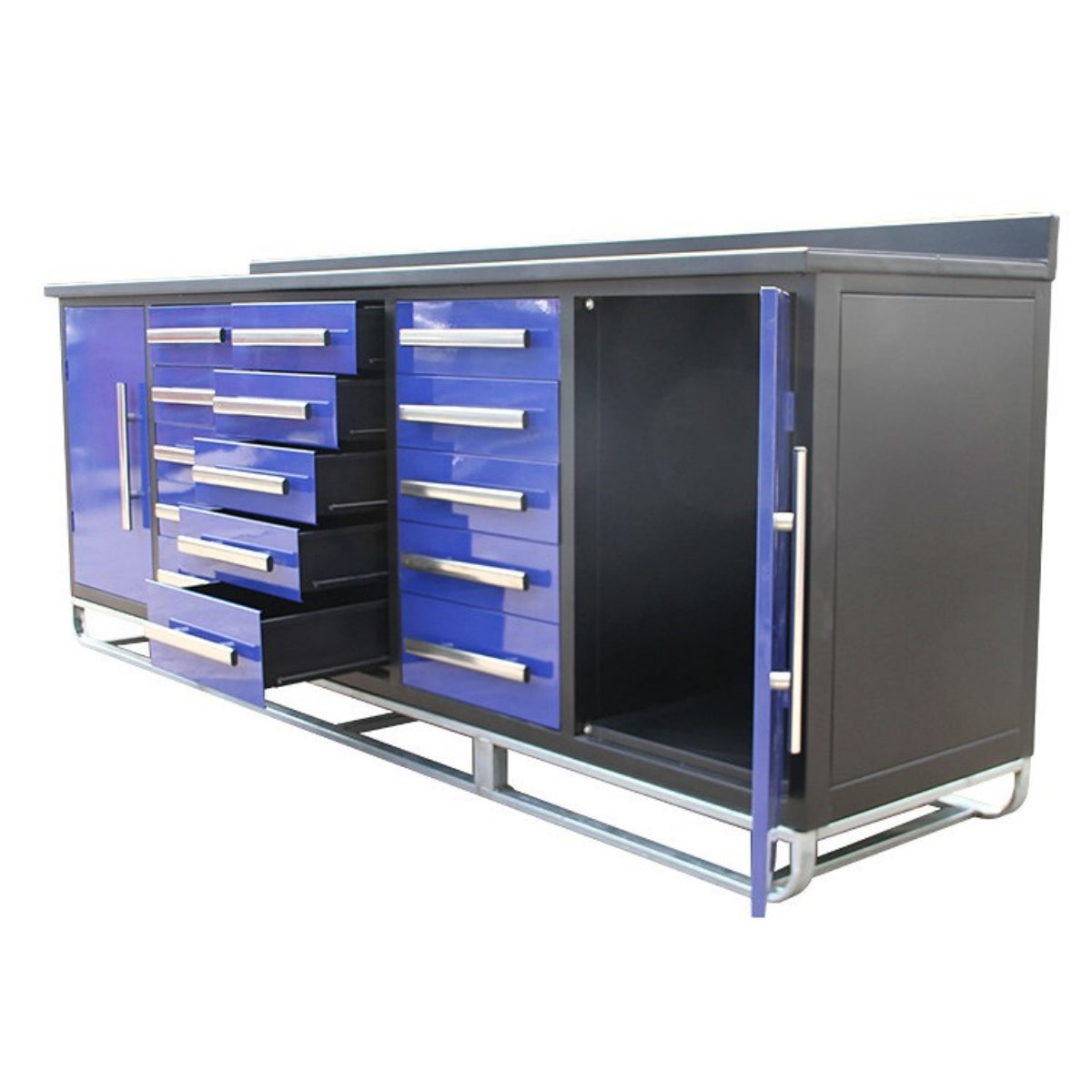 [AS-IS] 10ft Storage Cabinet with Workbench (15 Drawers) image 1