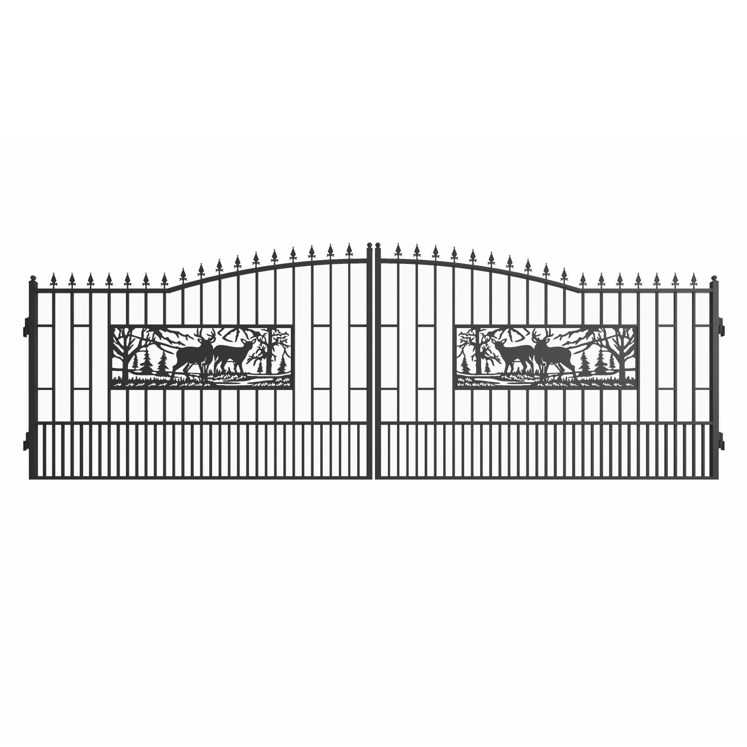 20x7 ft Steel Dual Swing Driveway Gate with Rectangular Deer Pattern image 1