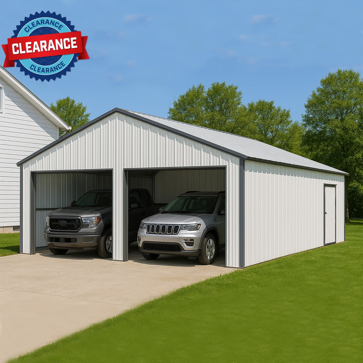 [CLEARANCE] 25 x 33 Double Garage Metal Shed image 1