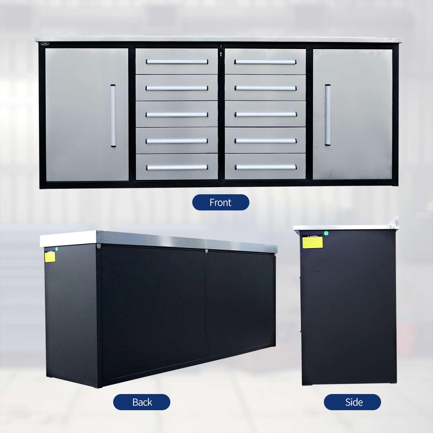 7ft Heavy Duty Workbench with 10 Drawers & 2 Cabinets image 15