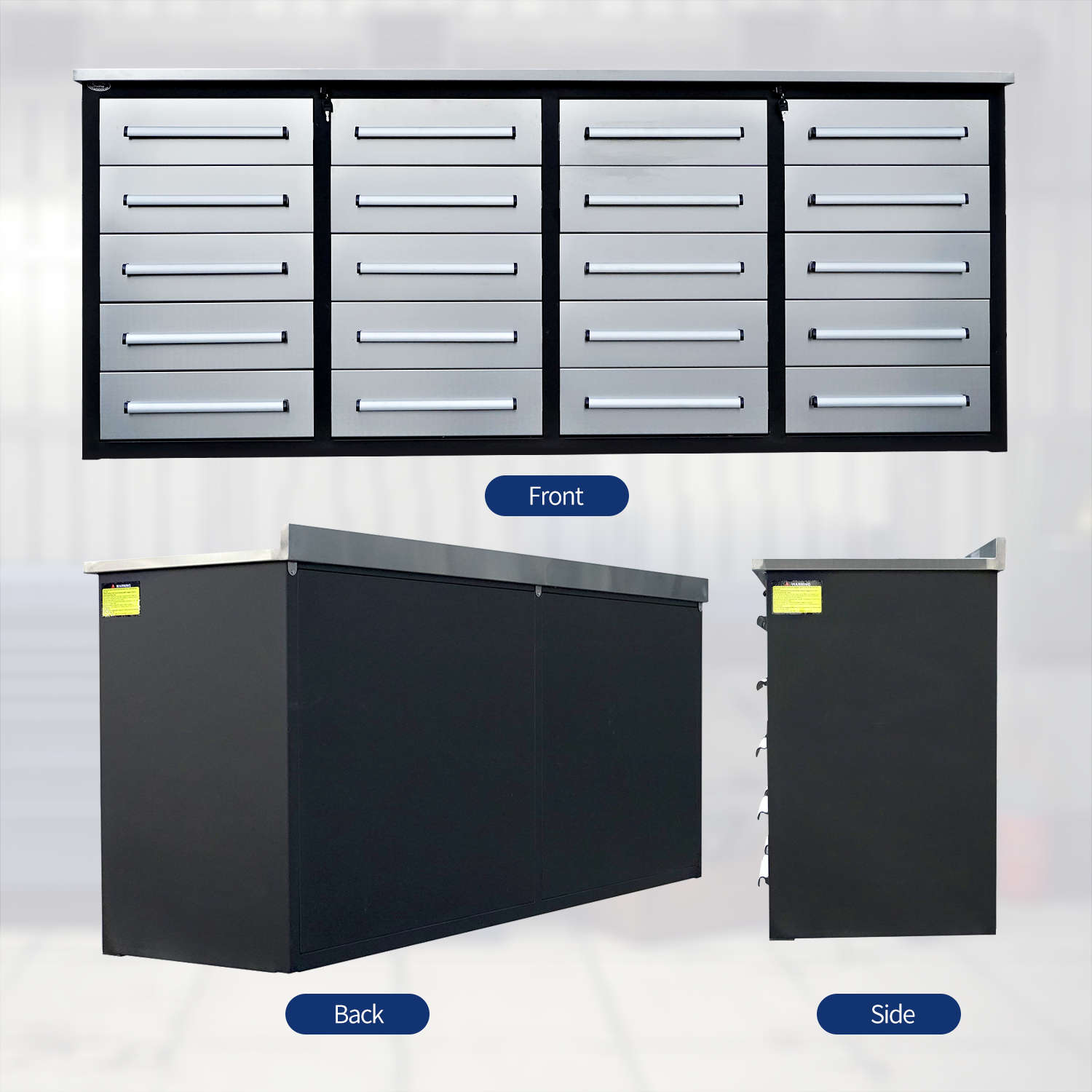 7ft Heavy Duty Garage Workbench Cabinet with 20 Drawers image 13