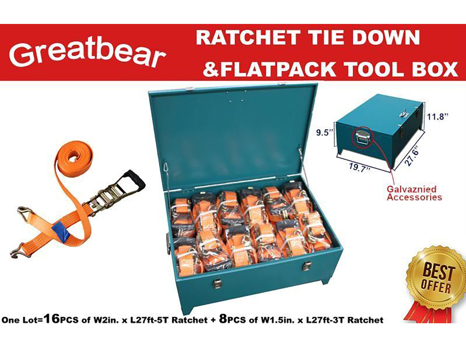 Greatbear Ratchet Tie Down Straps image 5