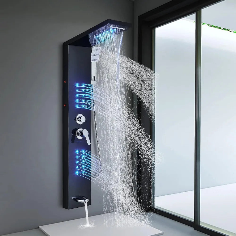 Modern Stainless Steel LED Shower Panel Full System Set image 1