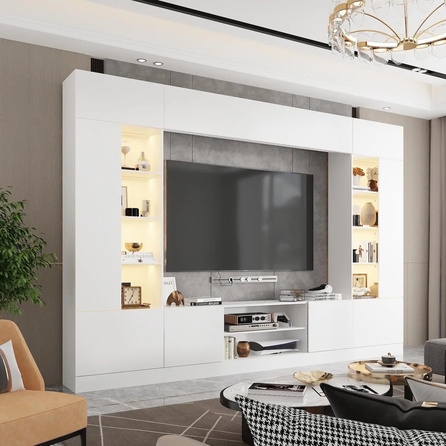 Entertainment Center with Shelves and Lights image 1