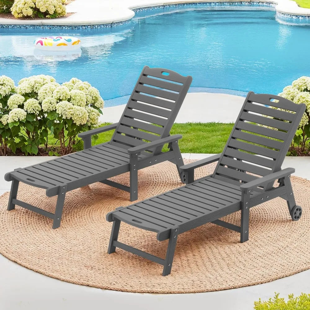 Wood Chaise Lounger with Wheels image 1