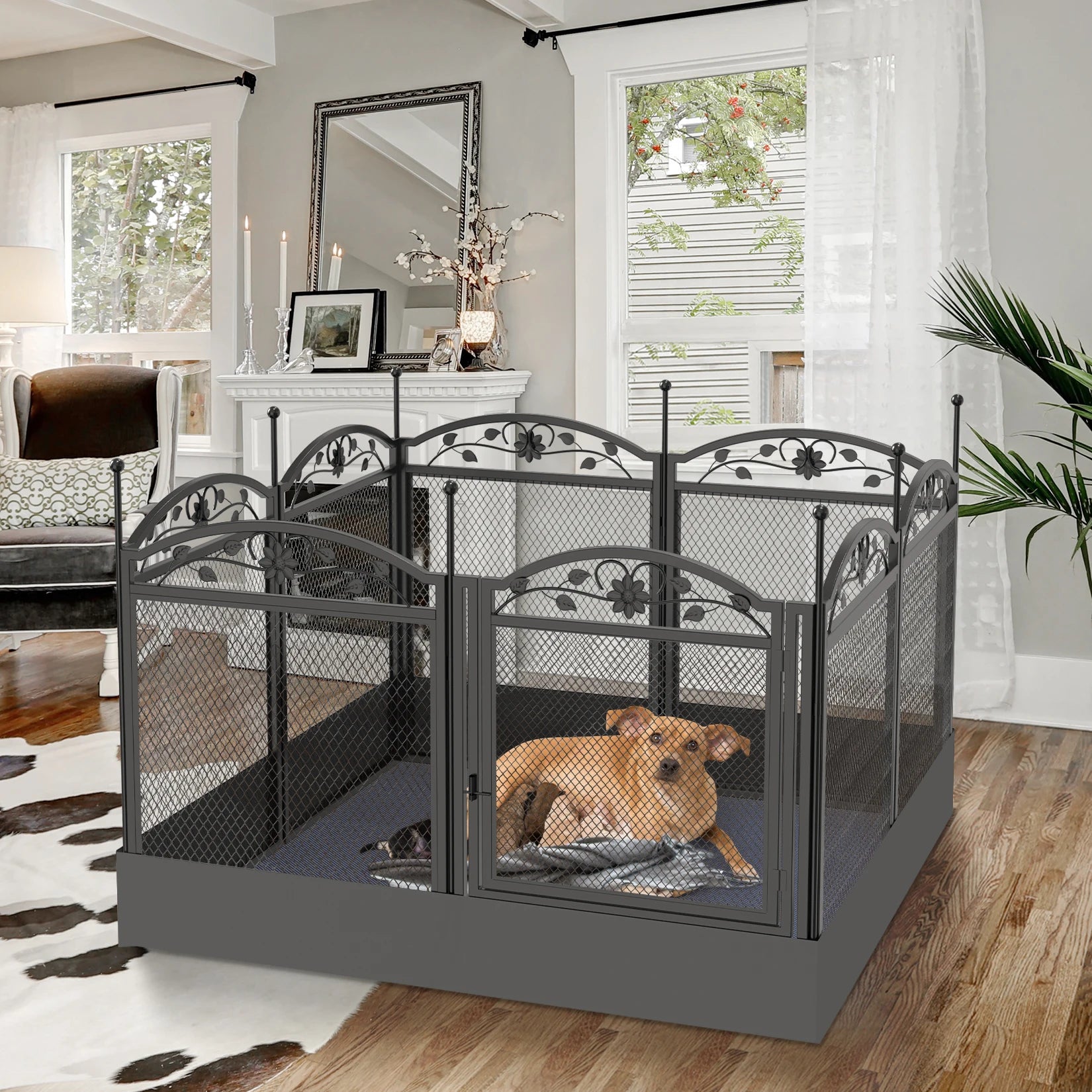 8 Panels Dog Playpen with Waterproof Pad image 1