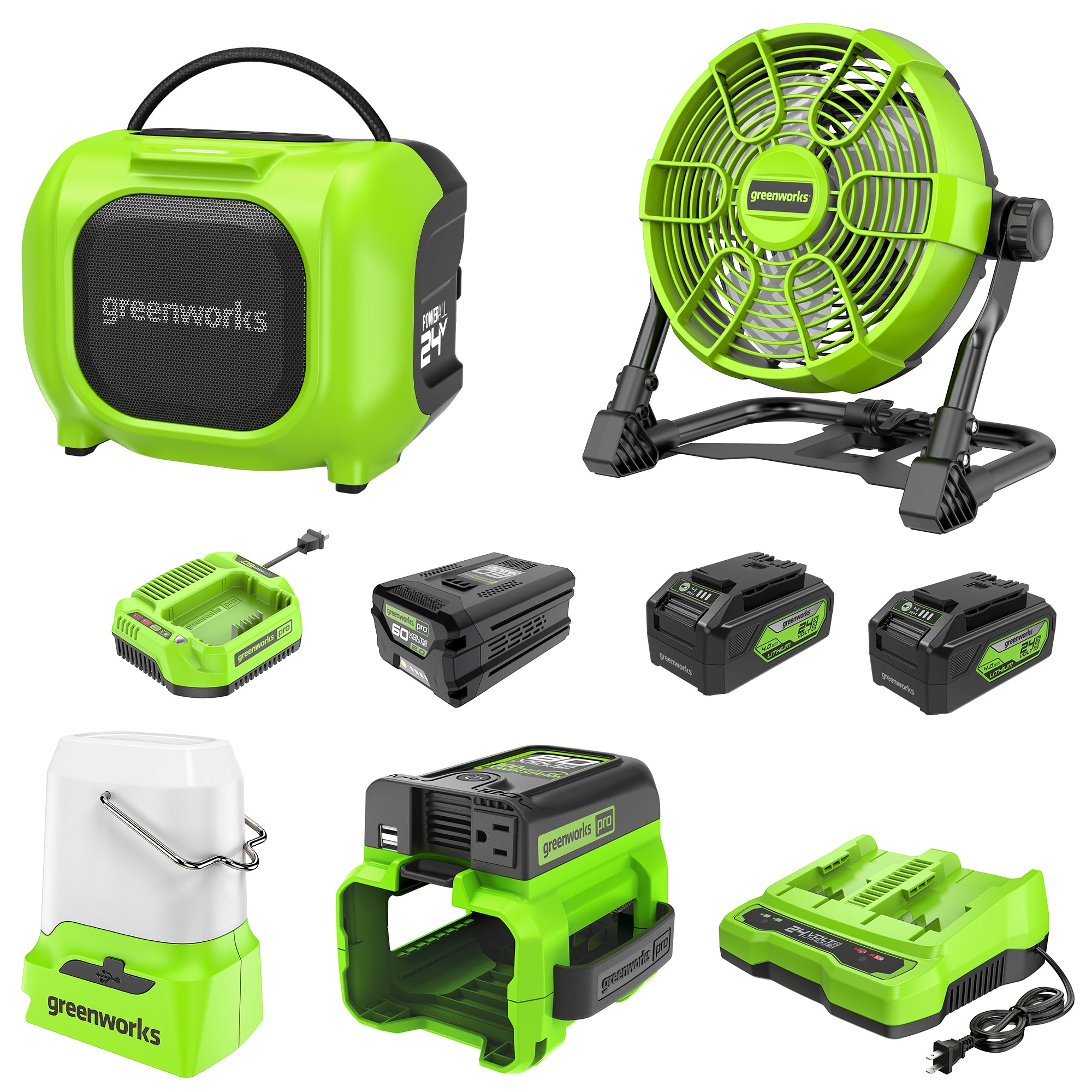 24V Cordless Battery 4-pc Camping Combo Kit w/ (2) 4.0Ah Batteries & Charger image 1