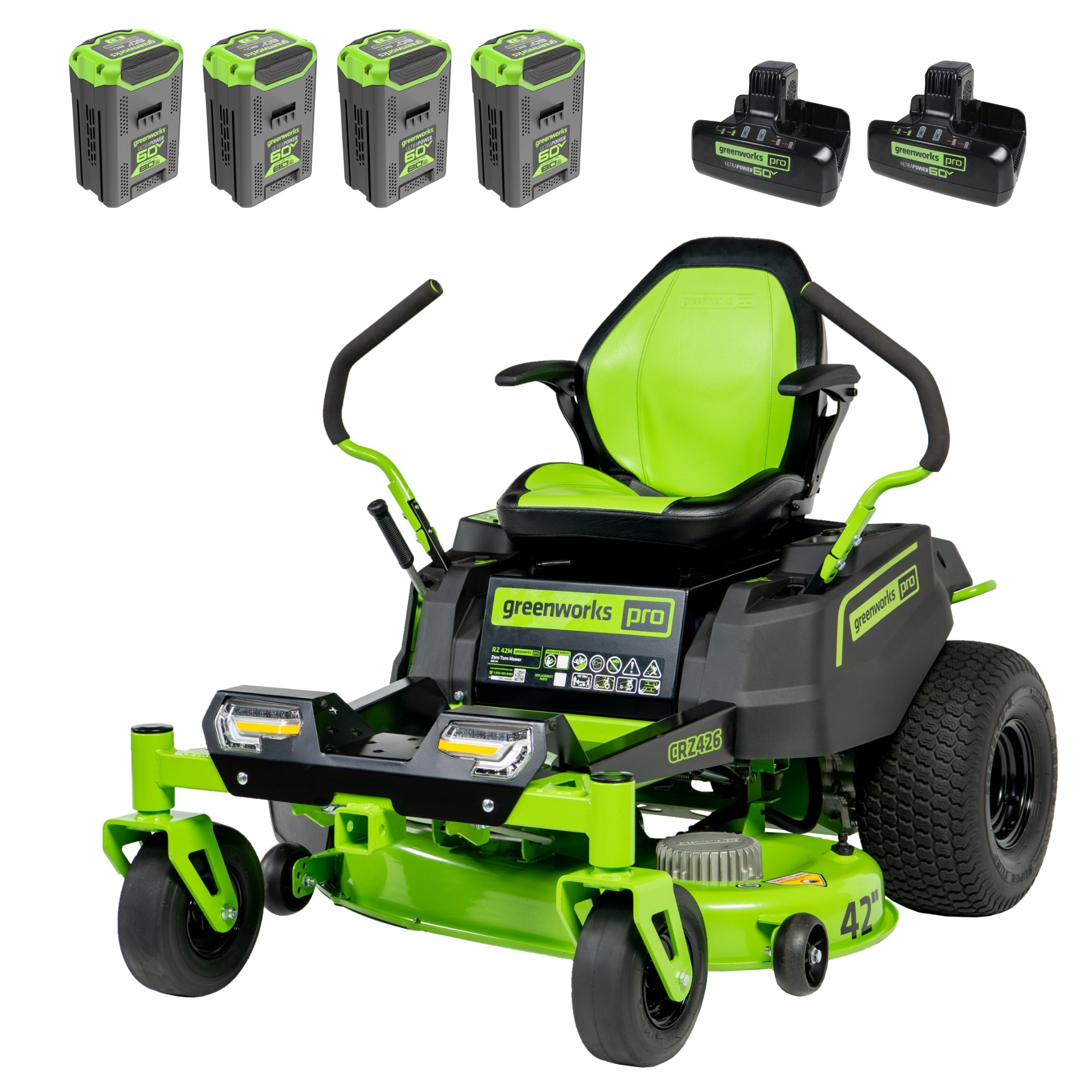60V 42” Electric CrossoverZ Zero Turn Mower with (4) 8.0Ah Batteries & (2) Dual Port Turbo Chargers image 1