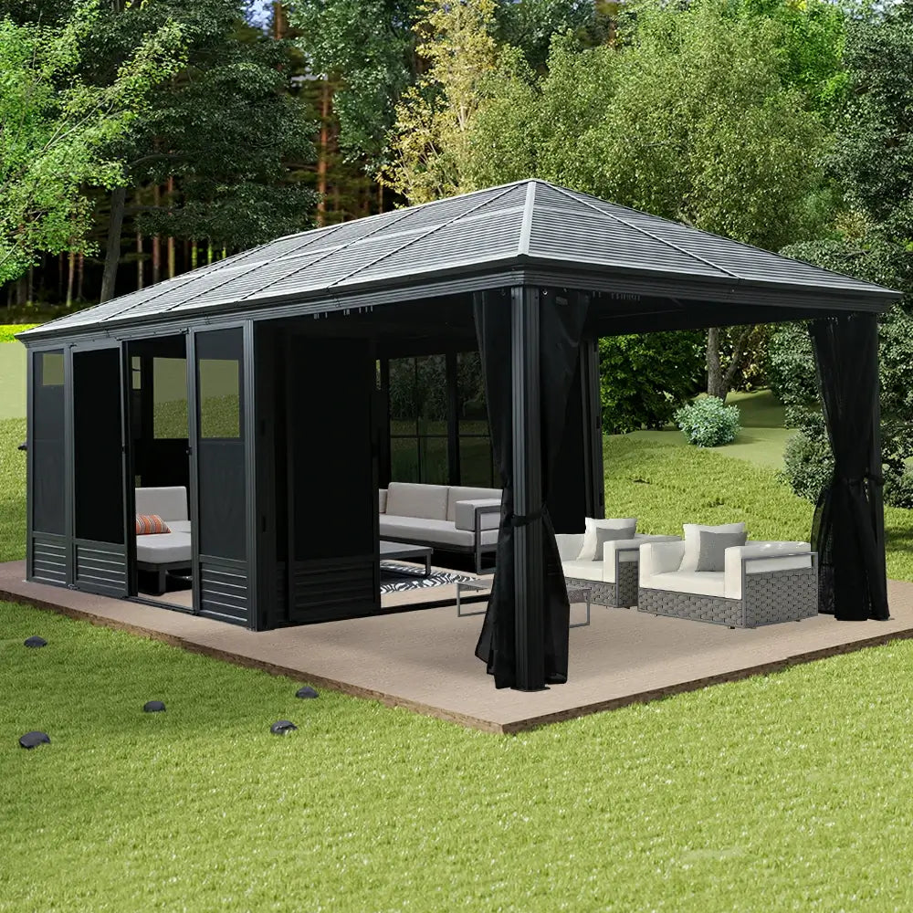 11'×21' Hardtop Sunroom & Gazebo - Front and Side Doors image 1