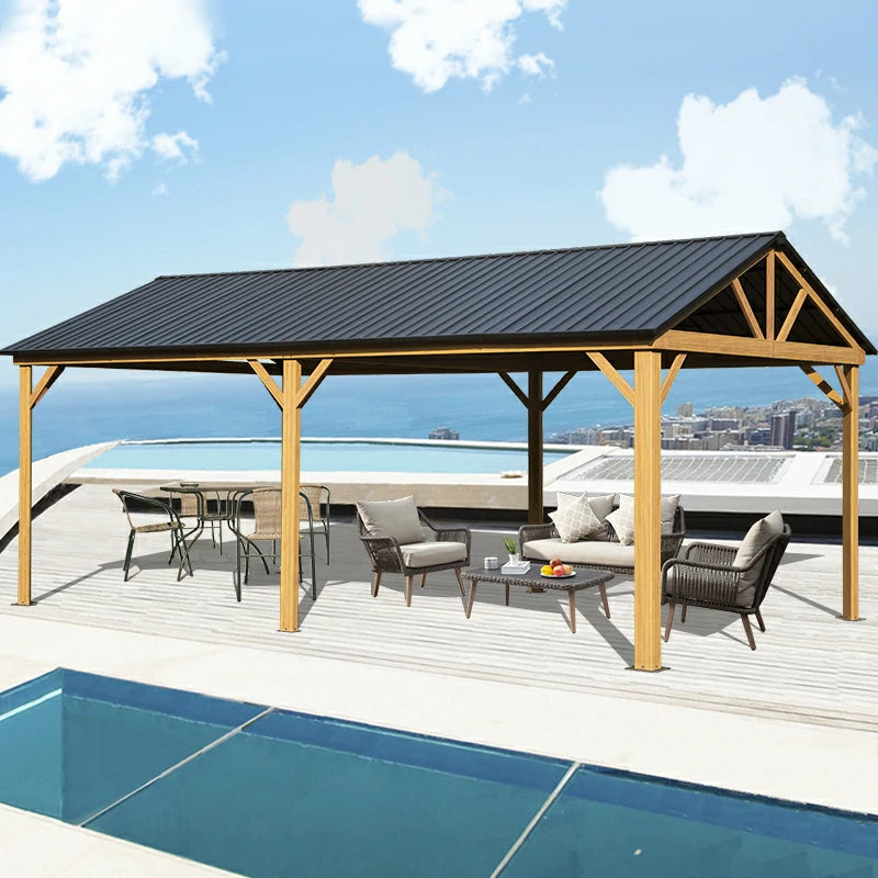 Gable Hardtop Gazebo - Wood-looking Frame image 9