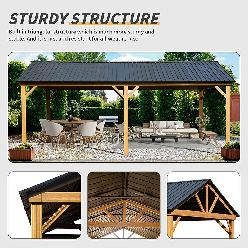 Gable Hardtop Gazebo - Wood-looking Frame image 12