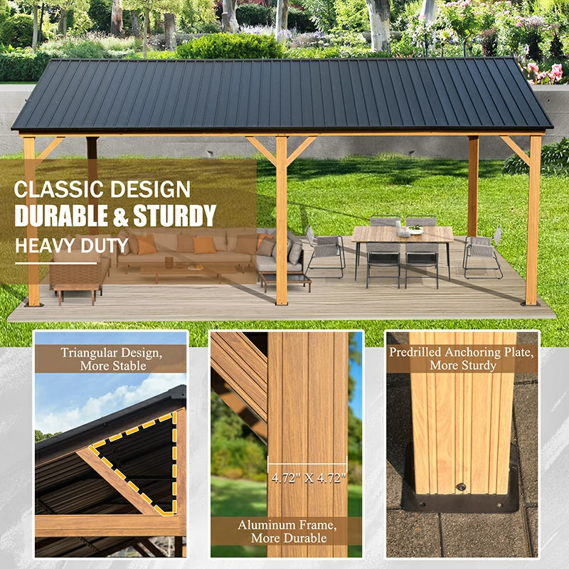 Gable Hardtop Gazebo - Wood-looking Frame image 15