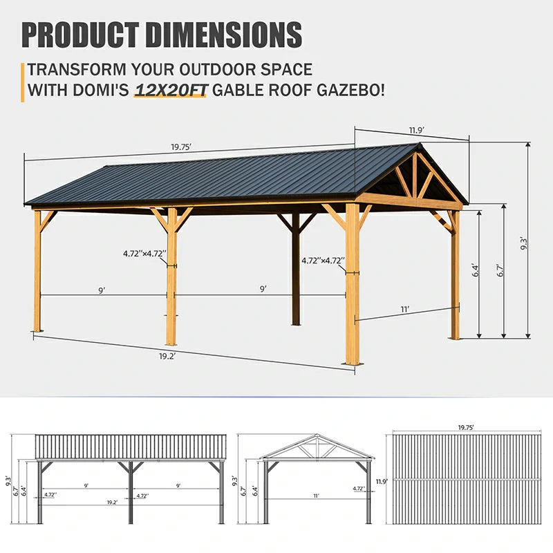 Gable Hardtop Gazebo - Wood-looking Frame image 16