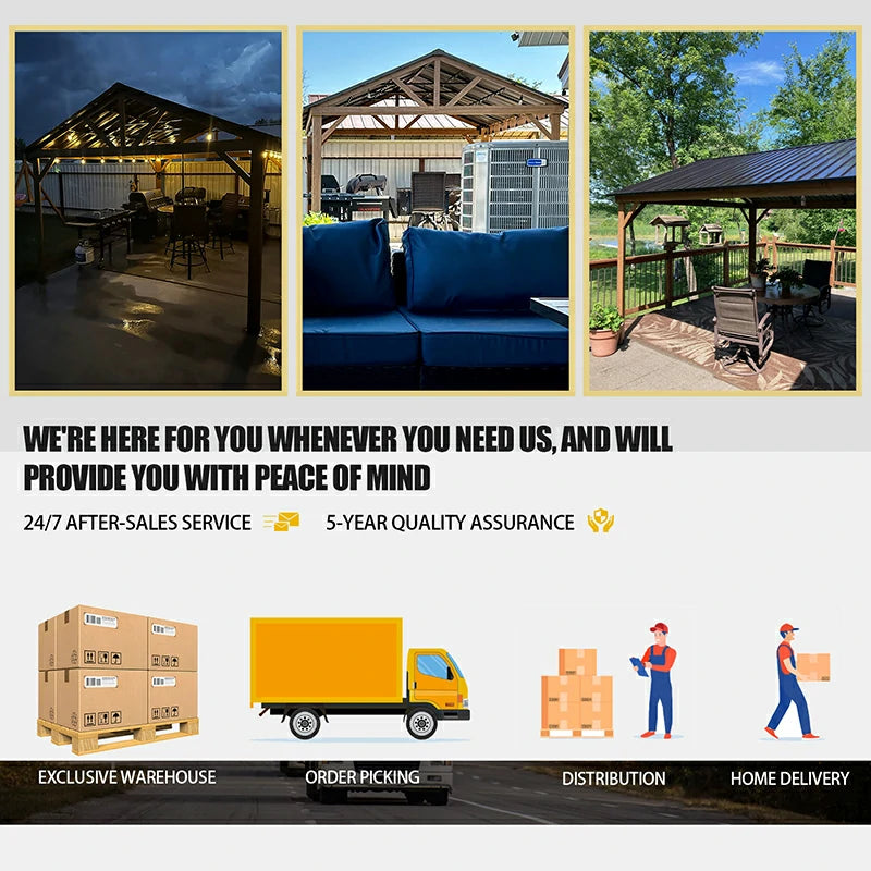 Gable Hardtop Gazebo - Wood-looking Frame image 17