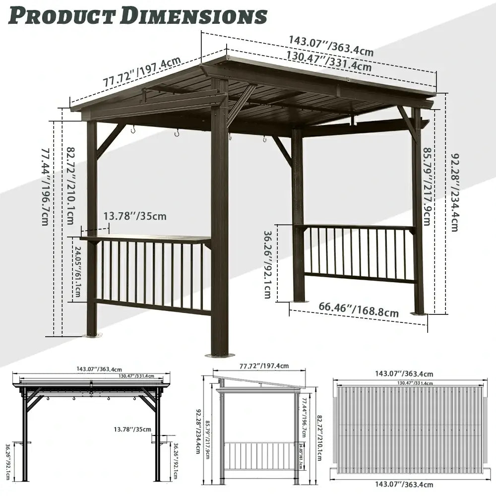 6.5 × 12 Hardtop Grill Gazebo Sloping Roof image 9