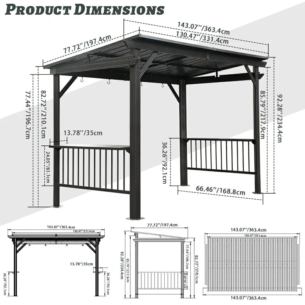 6.5 × 12 Hardtop Grill Gazebo Sloping Roof image 2