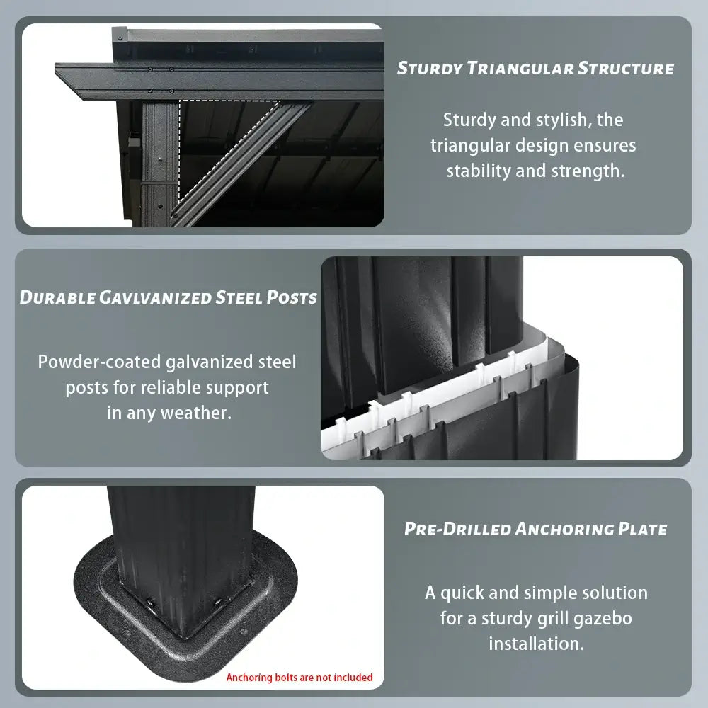 6.5 × 12 Hardtop Grill Gazebo Sloping Roof image 3