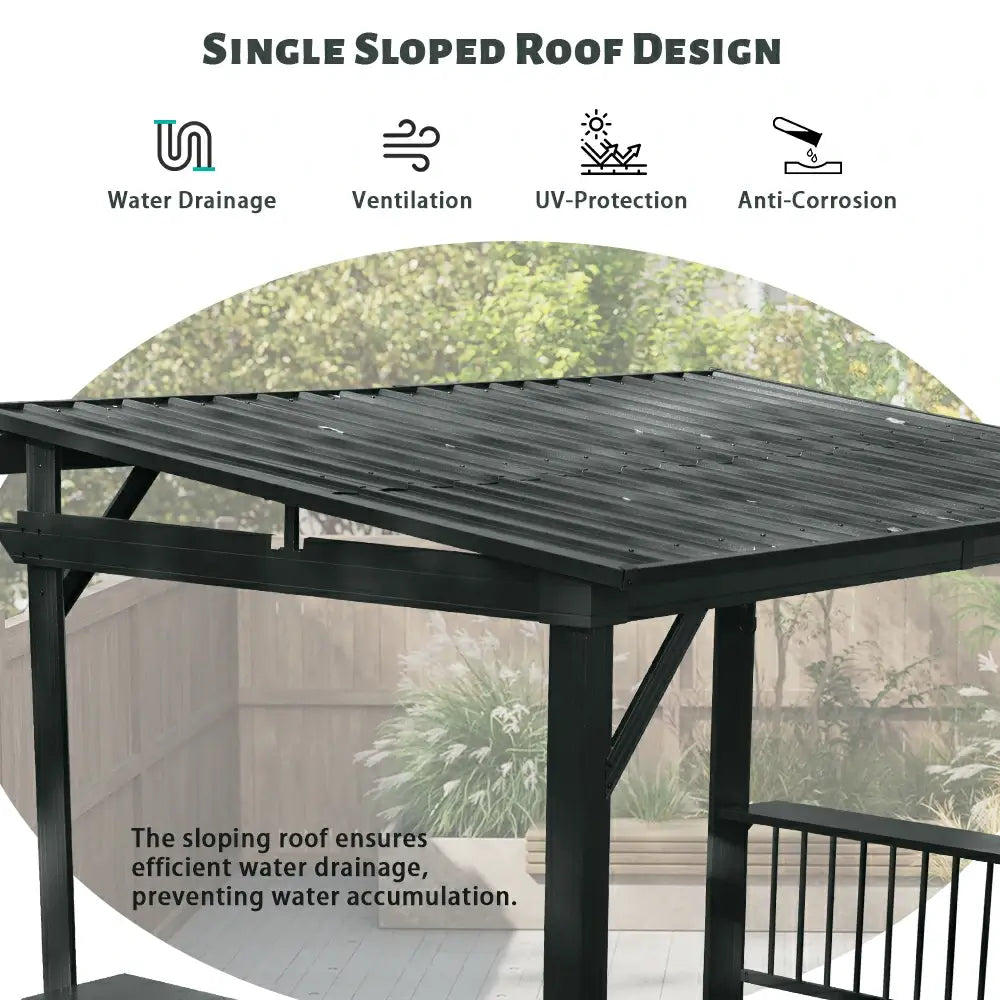 6.5 × 12 Hardtop Grill Gazebo Sloping Roof image 4