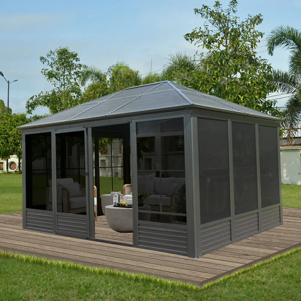 All-Season Sunroom with Double Sliding Doors image 1