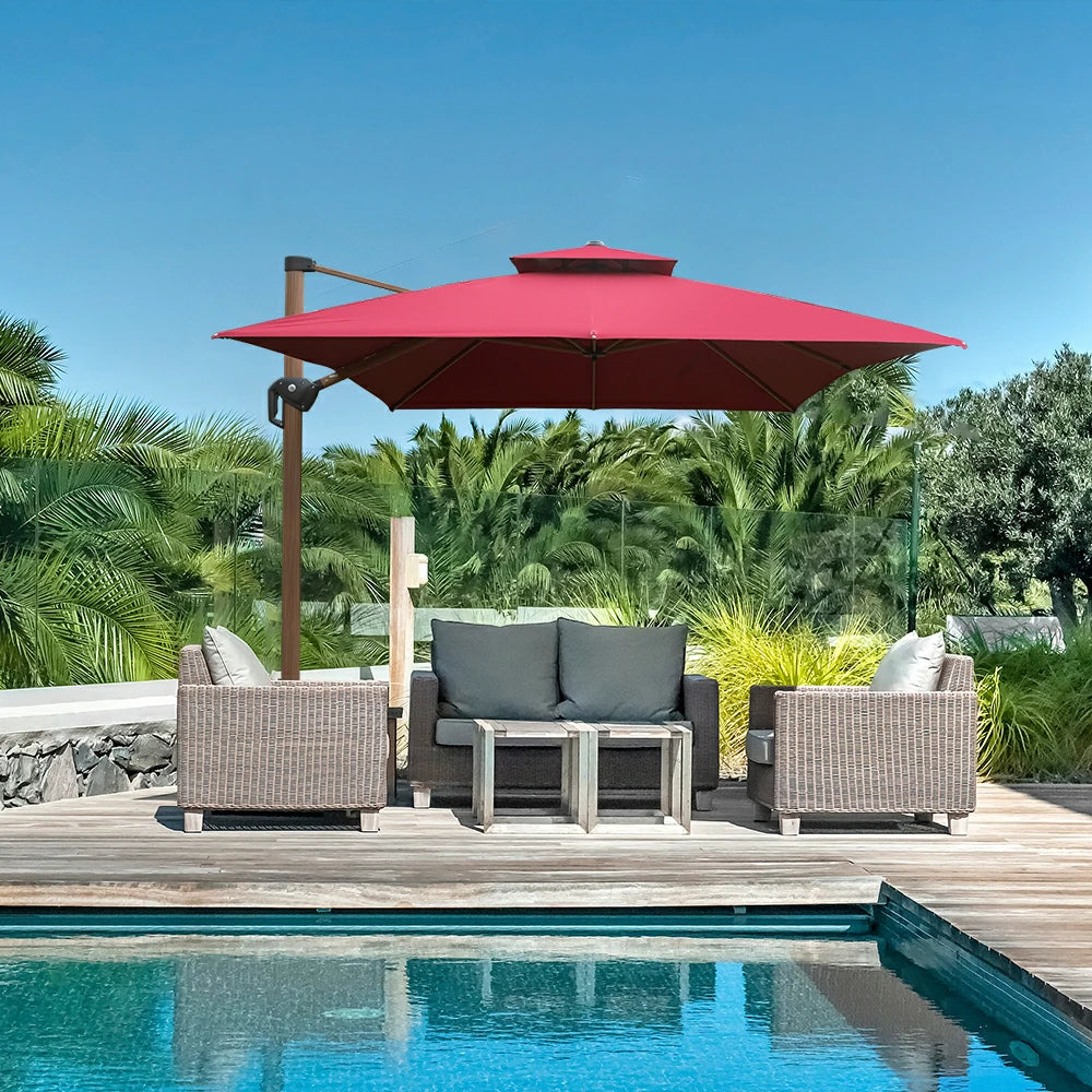 Cantilever Umbrella Wood Grain- Rectangular image 28