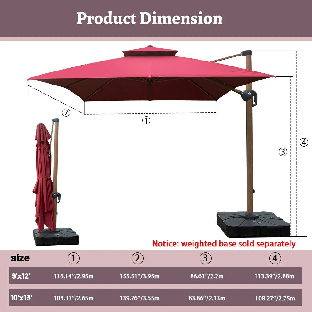 Cantilever Umbrella Wood Grain- Rectangular image 29