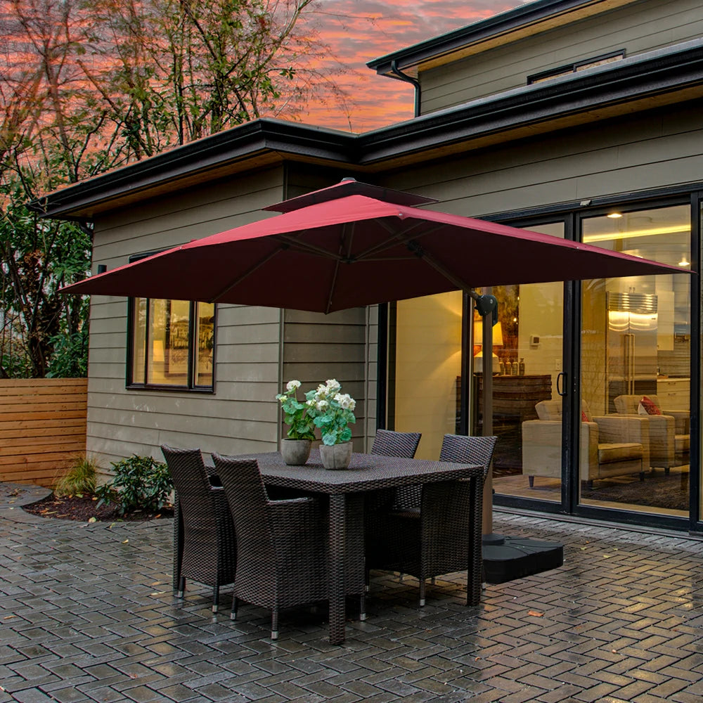 Cantilever Umbrella Wood Grain- Rectangular image 36