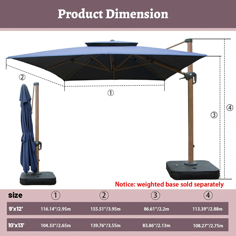 Cantilever Umbrella Wood Grain- Rectangular image 20
