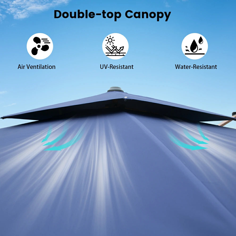 Cantilever Umbrella Wood Grain- Rectangular image 25