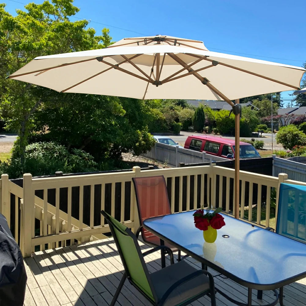 Cantilever Umbrella Wood Grain- Round image 1