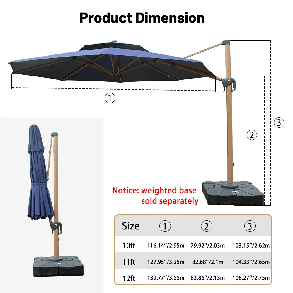 Cantilever Umbrella Wood Grain- Round image 22
