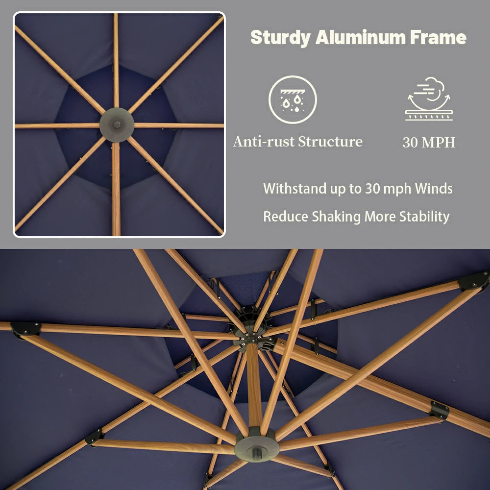 Cantilever Umbrella Wood Grain- Round image 24