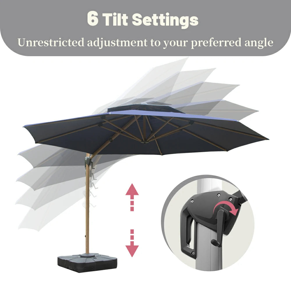 Cantilever Umbrella Wood Grain- Round image 25