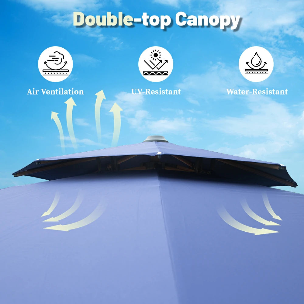 Cantilever Umbrella Wood Grain- Round image 27