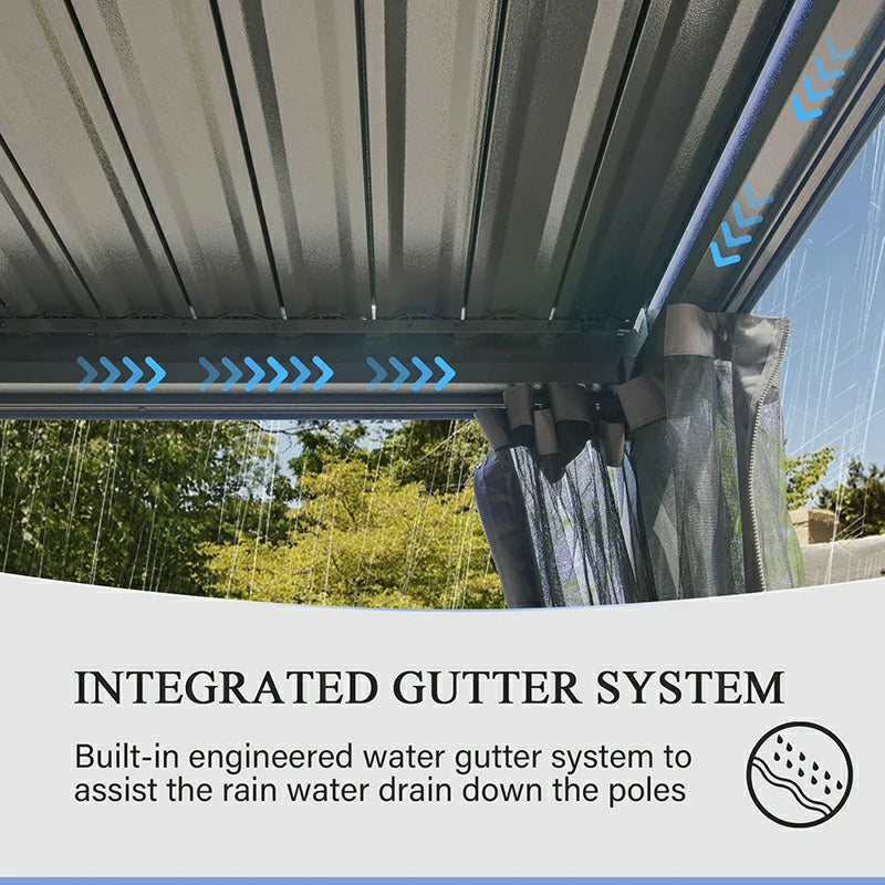 Louvered Pergola Gray with Galvanized Steel Roof image 11