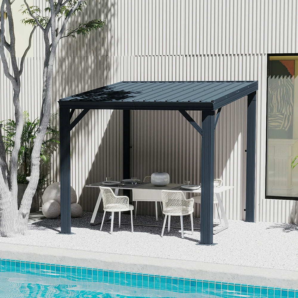 Galvanized Steel Wall-Mounted Hardtop Gazebo image 1