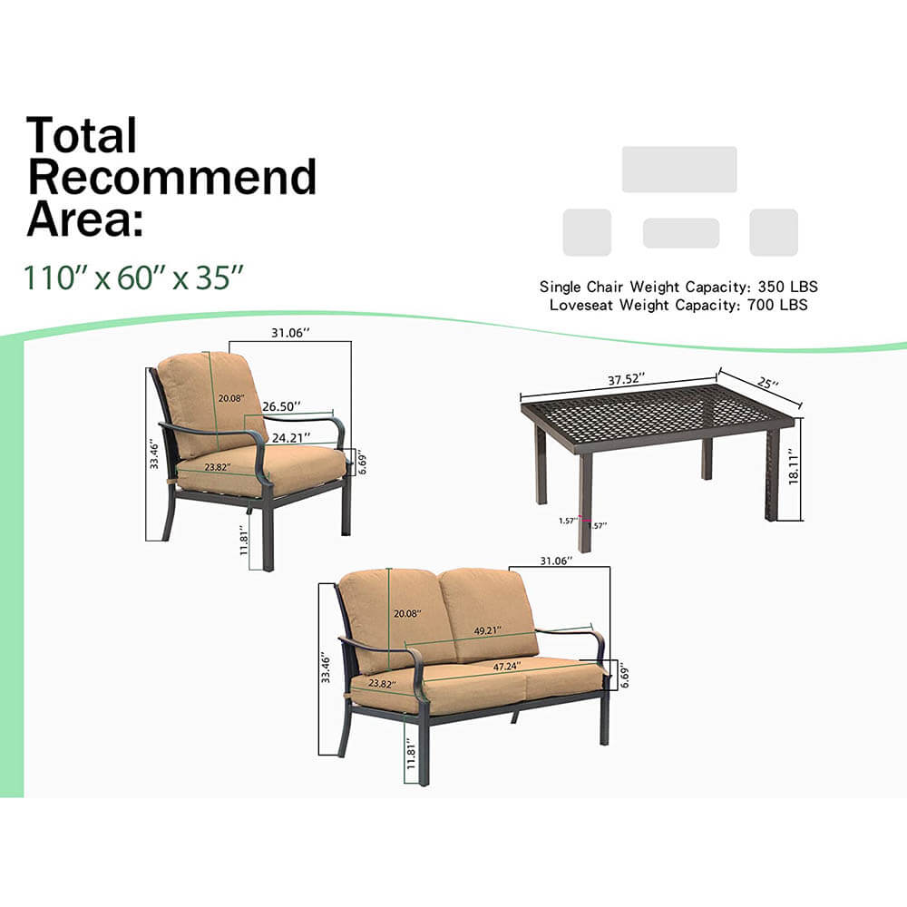 4 Pcs Outdoor Sofa Set image 7