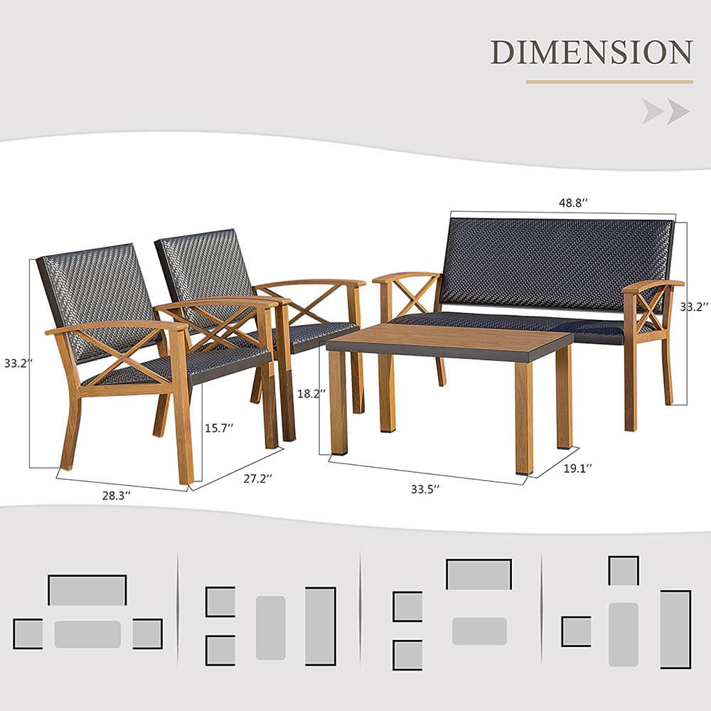 4 Pieces Outdoor Bistro Set image 2