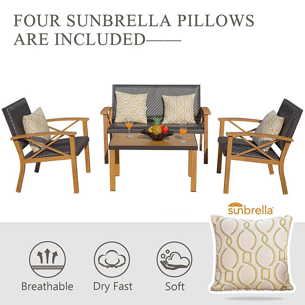 4 Pieces Outdoor Bistro Set image 3